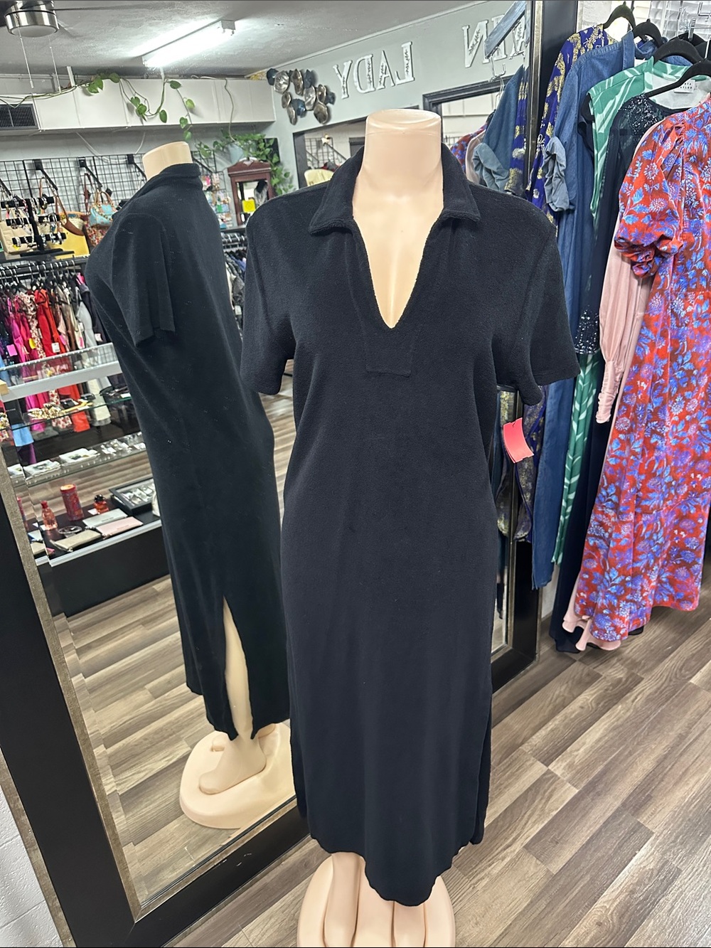 Velvet by Graham & Spencer Black Polo-Style Midi Dress